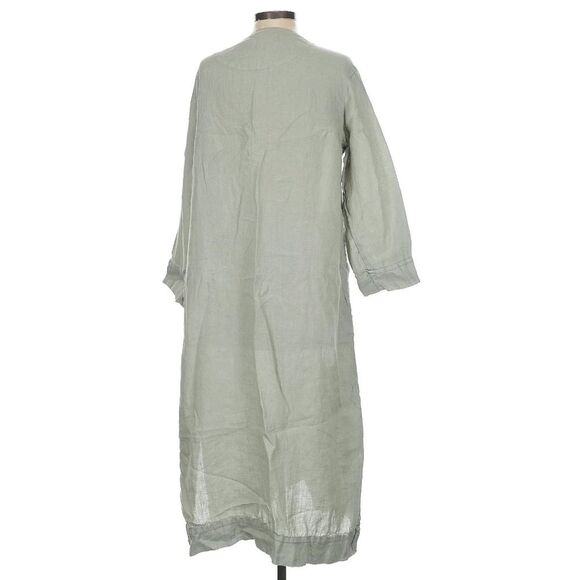 Poetry 100% Linen Half Button Down grey Oversized caftan long dress Size 4 - Picture 3 of 12